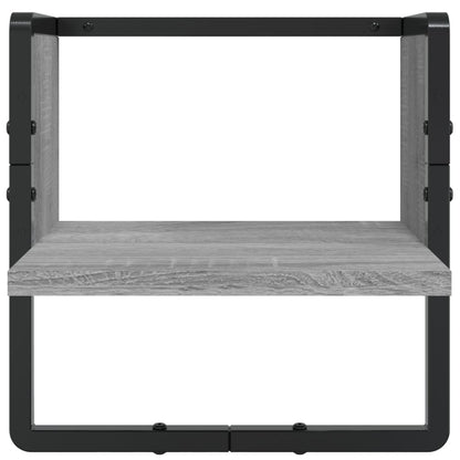 Set Mensole Parete con Aste 6pz Grigio Sonoma Legno Multistrato | homemem39