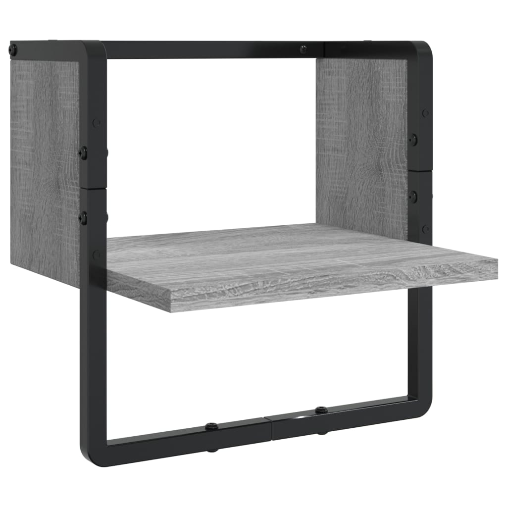 Set Mensole Parete con Aste 6pz Grigio Sonoma Legno Multistrato | homemem39