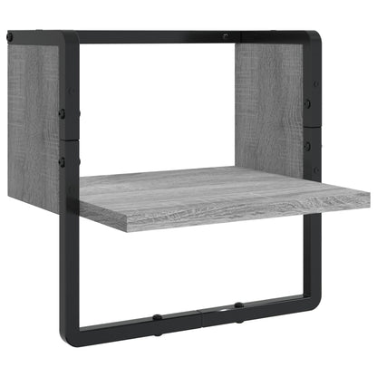 Set Mensole Parete con Aste 6pz Grigio Sonoma Legno Multistrato | homemem39