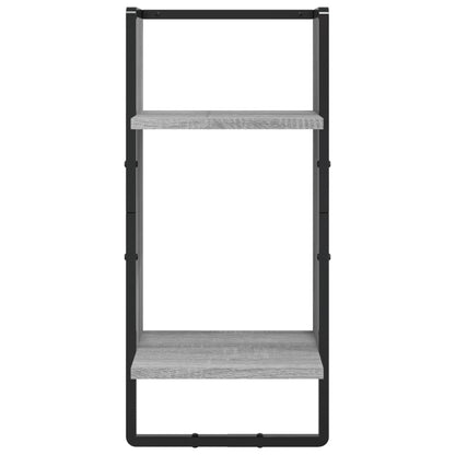 Set Mensole Parete con Aste 6pz Grigio Sonoma Legno Multistrato | homemem39