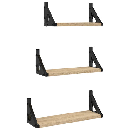 Set Mensole Parete 3pz Rovere Sonoma in Legno Multistrato | homemem39