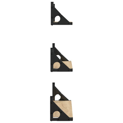 Set Mensole Parete 3pz Rovere Sonoma in Legno Multistrato