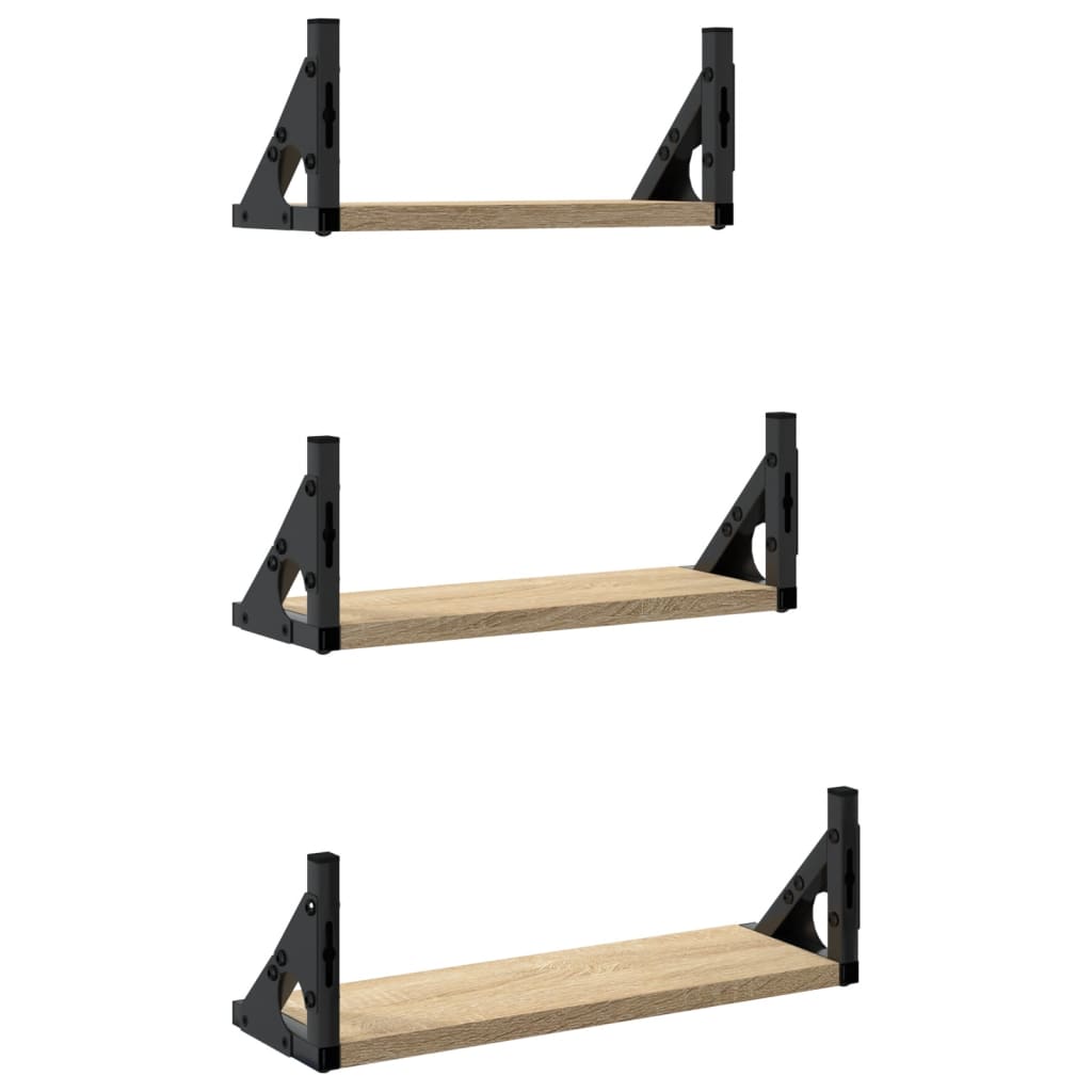 Set Mensole Parete 3pz Rovere Sonoma in Legno Multistrato | homemem39