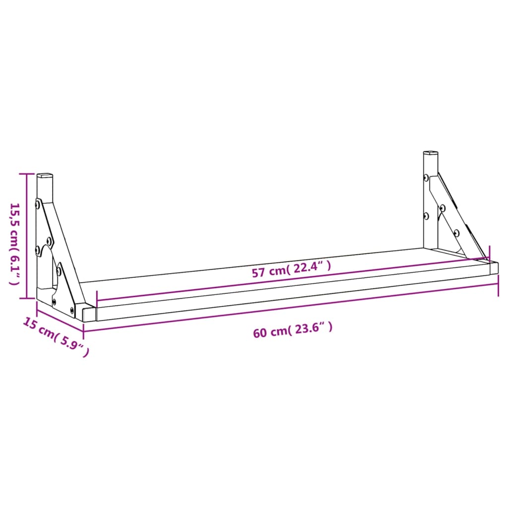 Mensole da Parete 2pz Grigio Sonoma 60x15x15,5 cm | homemem39