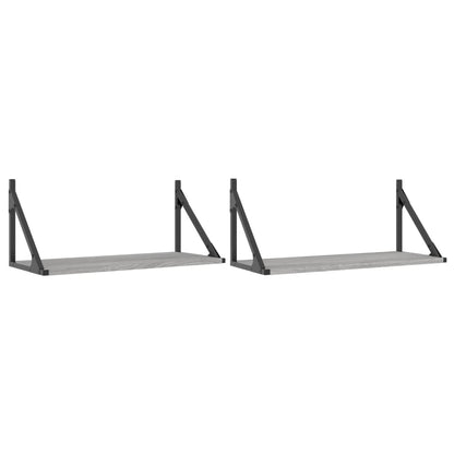 Mensole Parete 2pz Grigio Sonoma 60x25x25,5cm Legno Multistrato | homemem39