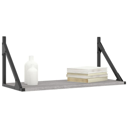 Mensole Parete 2pz Grigio Sonoma 60x25x25,5cm Legno Multistrato | homemem39
