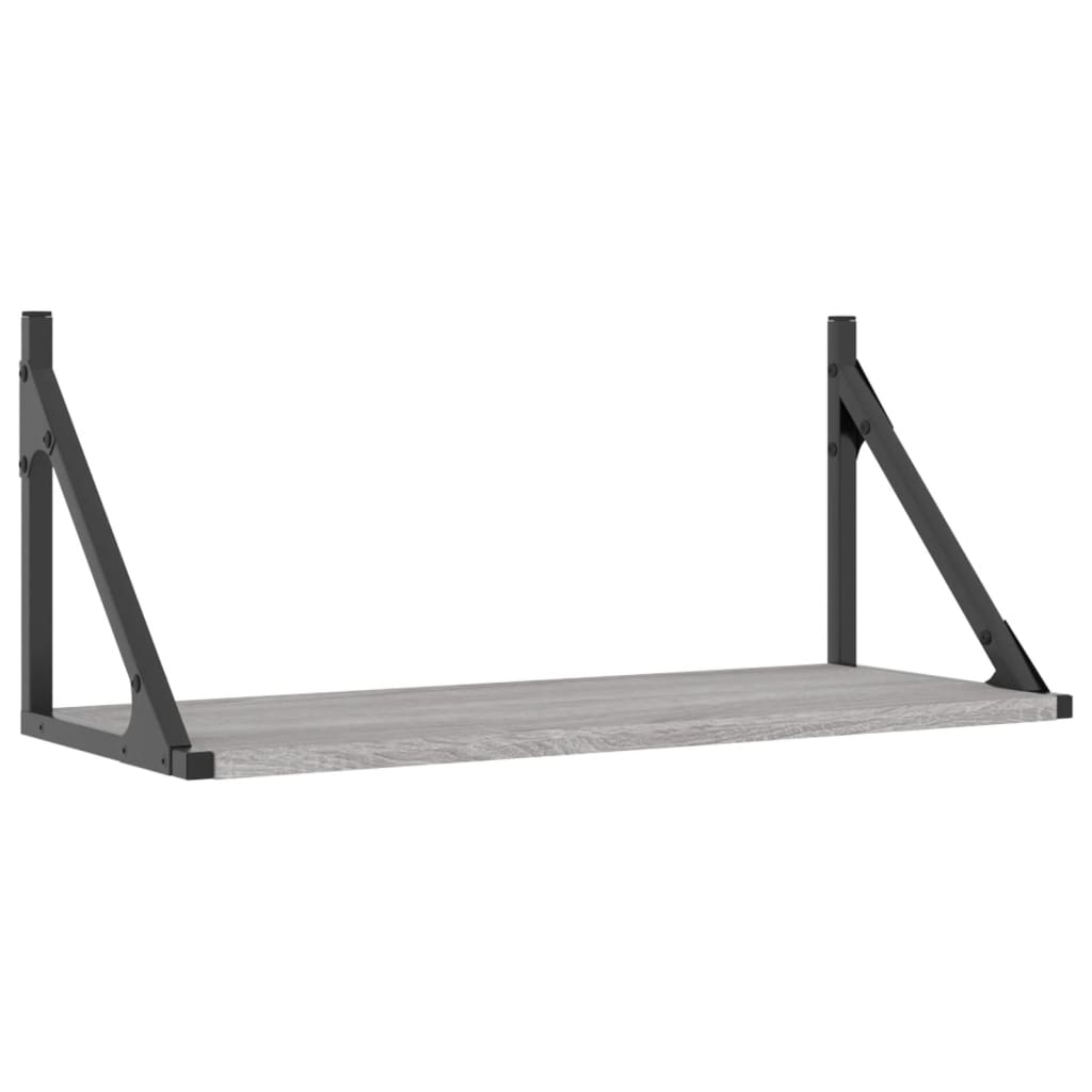 Mensole Parete 2pz Grigio Sonoma 60x25x25,5cm Legno Multistrato