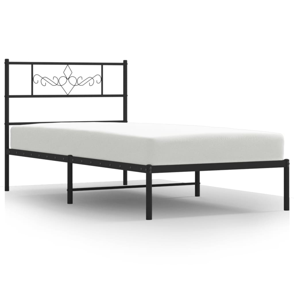 Giroletto con Testiera in Metallo Nero 90x190 cm | homemem39