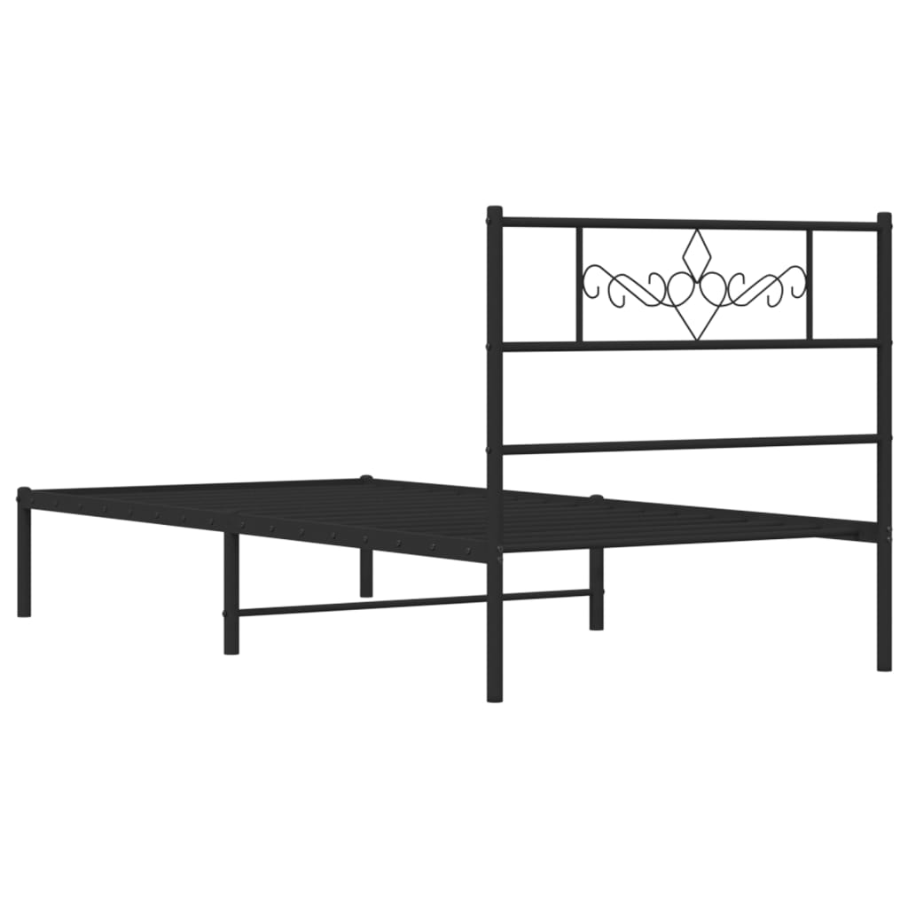 Giroletto con Testiera in Metallo Nero 90x190 cm | homemem39