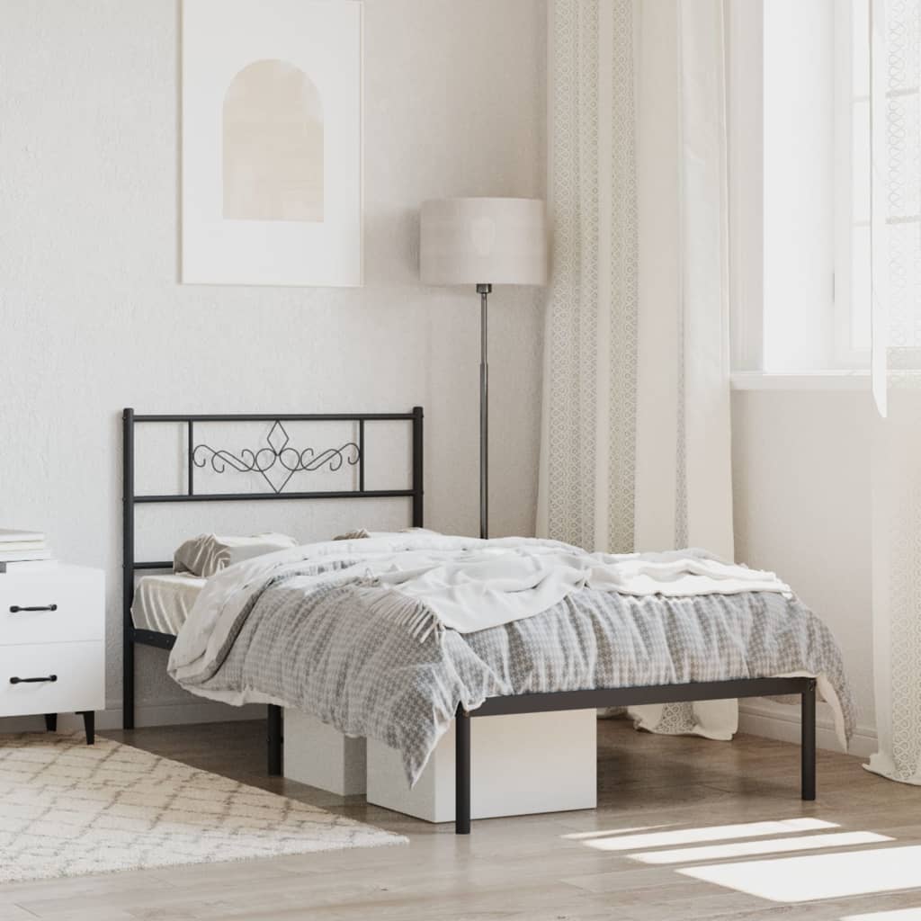 Giroletto con Testiera in Metallo Nero 90x190 cm | homemem39