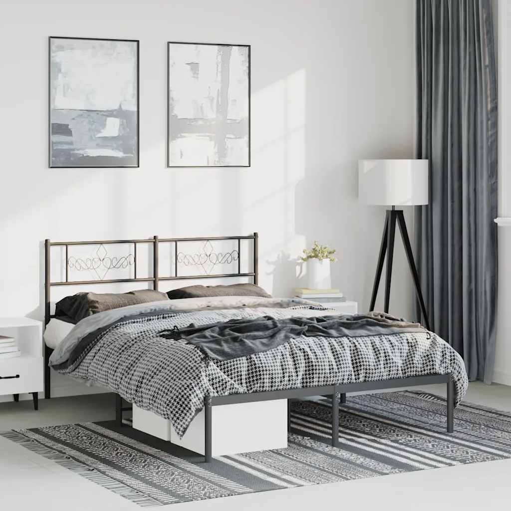 Giroletto con Testiera in Metallo Nero 135x190 cm | homemem39