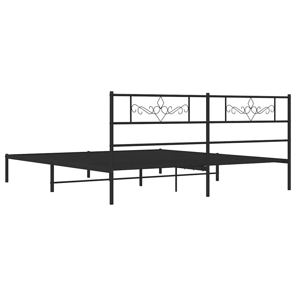 Giroletto con Testiera in Metallo Nero 193x203 cm | homemem39