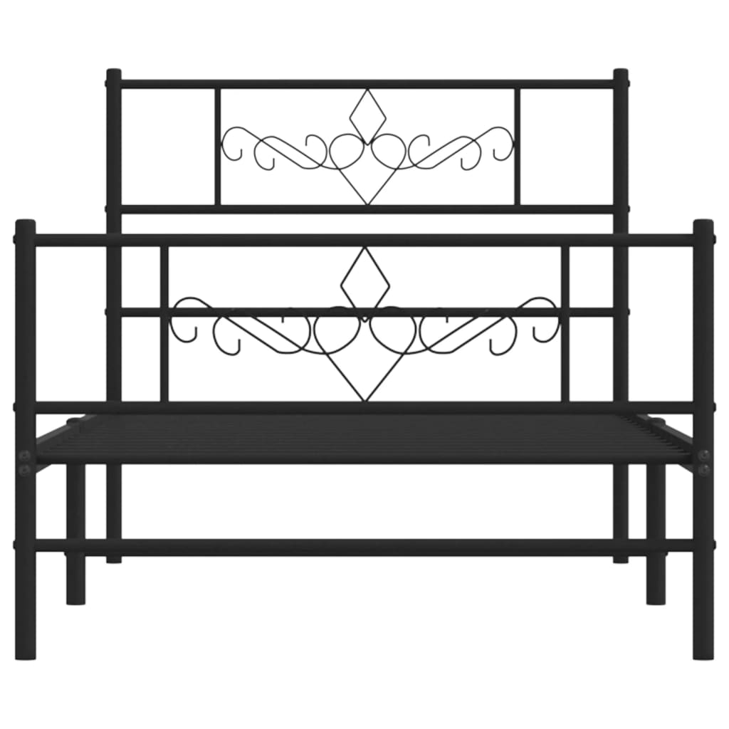Giroletto con Testiera e Pediera Metallo Nero 75x190 cm - homemem39