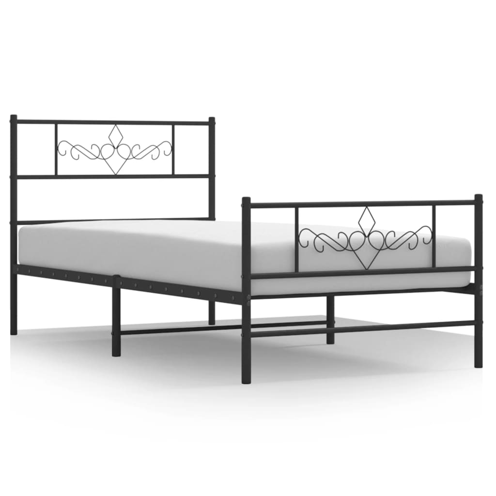 Giroletto con Testiera e Pediera Metallo Nero 90x190 cm | homemem39