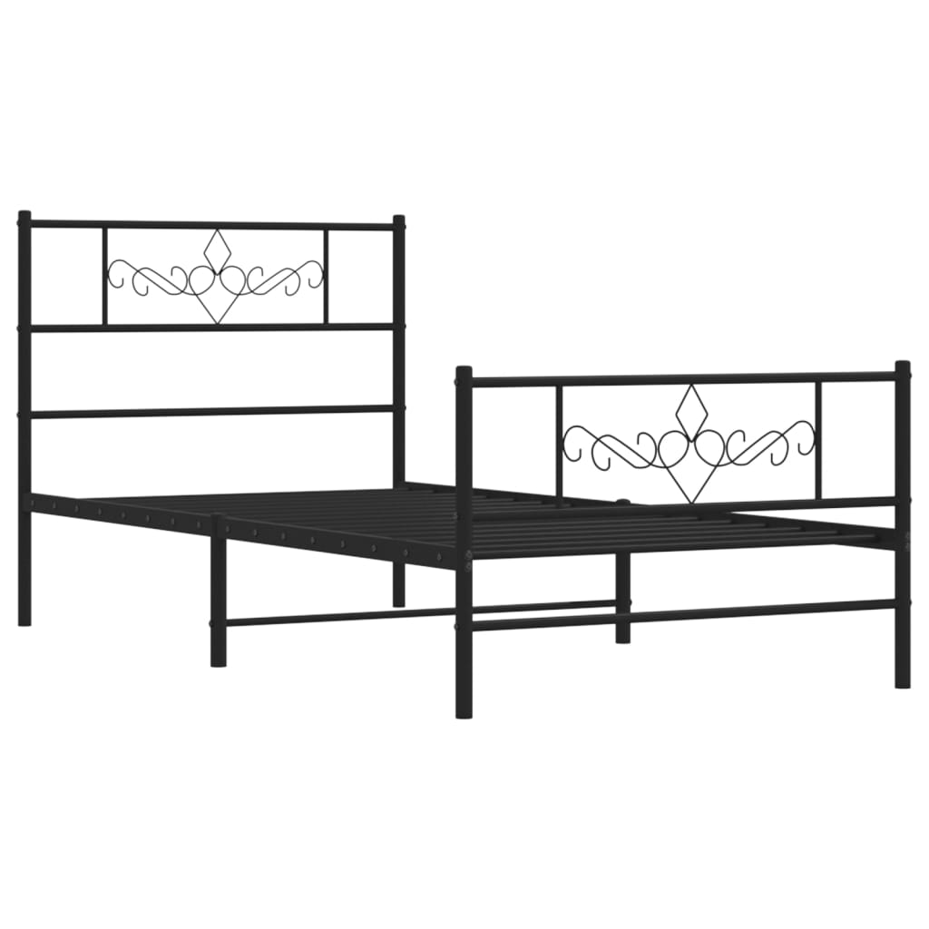 Giroletto con Testiera e Pediera Metallo Nero 90x190 cm | homemem39