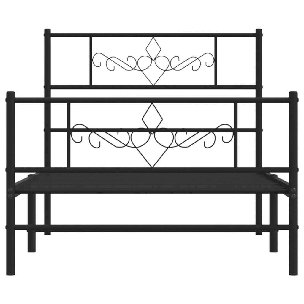 Giroletto con Testiera e Pediera Metallo Nero 90x190 cm | homemem39