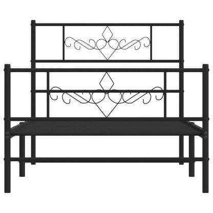 Giroletto con Testiera e Pediera Metallo Nero 90x190 cm | homemem39