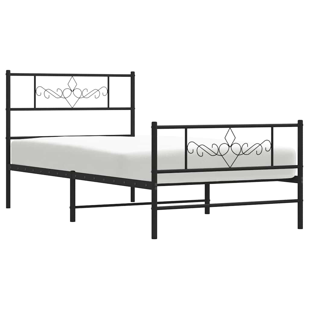 Giroletto con Testiera e Pediera Metallo Nero 100x200 cm | homemem39