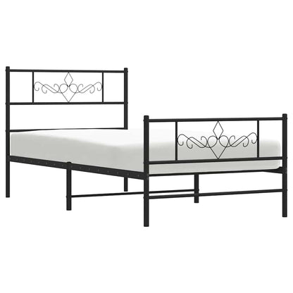 Giroletto con Testiera e Pediera Metallo Nero 100x200 cm | homemem39
