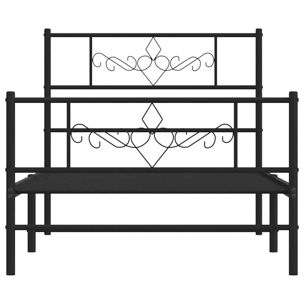 Giroletto con Testiera e Pediera Metallo Nero 100x200 cm | homemem39