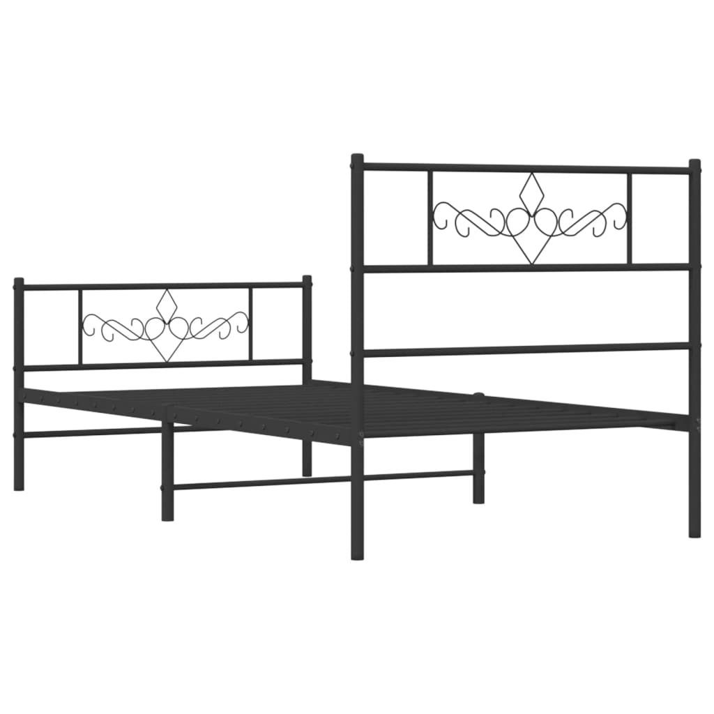 Giroletto con Testiera e Pediera Metallo Nero 107x203 cm | homemem39