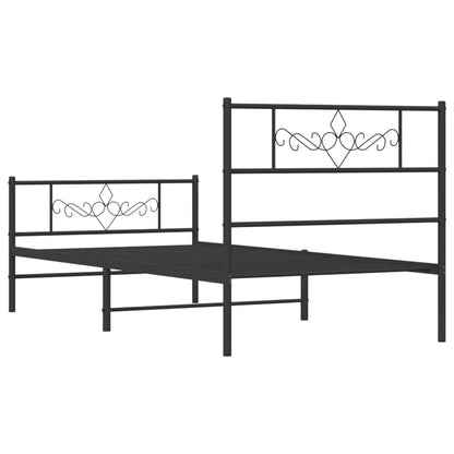 Giroletto con Testiera e Pediera Metallo Nero 107x203 cm | homemem39