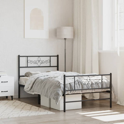 Giroletto con Testiera e Pediera Metallo Nero 107x203 cm | homemem39