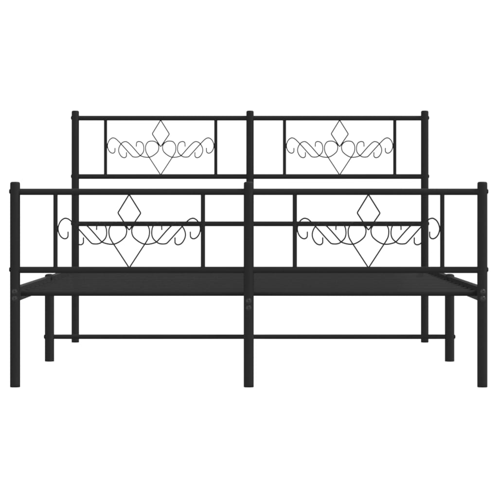 Giroletto con Testiera e Pediera Metallo Nero 120x200 cm | homemem39