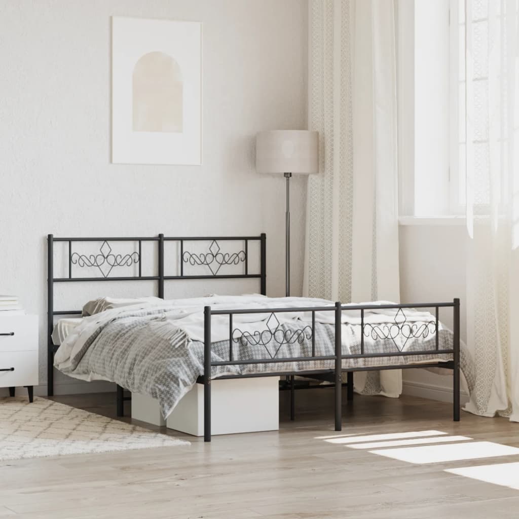 Giroletto con Testiera e Pediera Metallo Nero 120x200 cm | homemem39