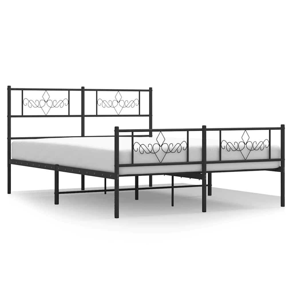 Giroletto con Testiera e Pediera Metallo Nero 135x190 cm | homemem39
