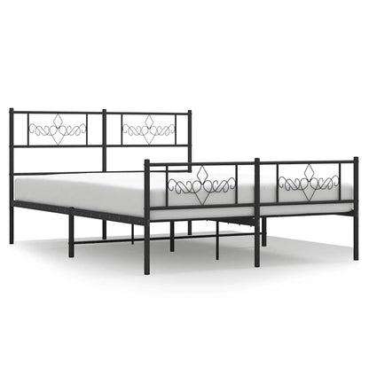Giroletto con Testiera e Pediera Metallo Nero 135x190 cm | homemem39