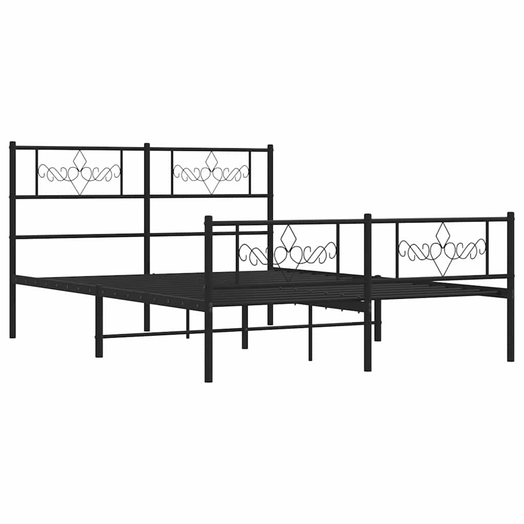 Giroletto con Testiera e Pediera Metallo Nero 135x190 cm | homemem39