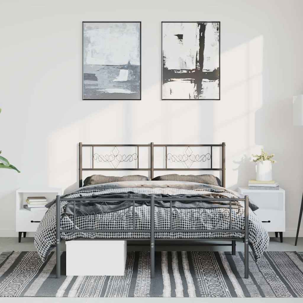 Giroletto con Testiera e Pediera Metallo Nero 135x190 cm