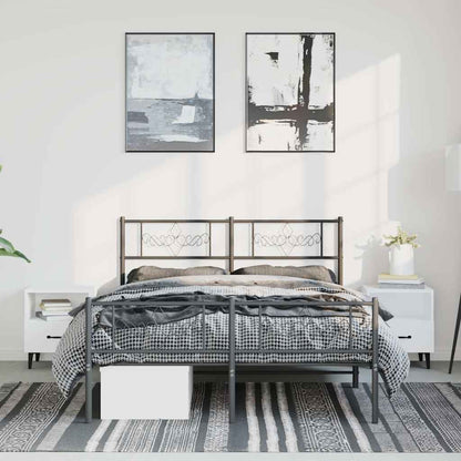 Giroletto con Testiera e Pediera Metallo Nero 135x190 cm