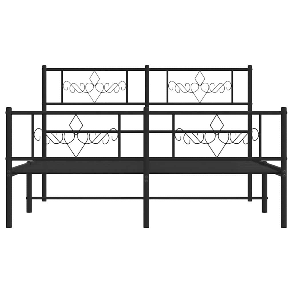 Giroletto con Testiera e Pediera Metallo Nero 135x190 cm
