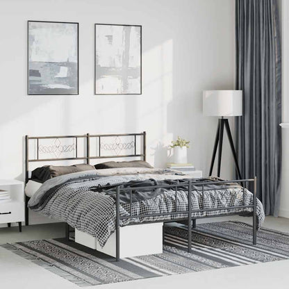 Giroletto con Testiera e Pediera Metallo Nero 135x190 cm | homemem39