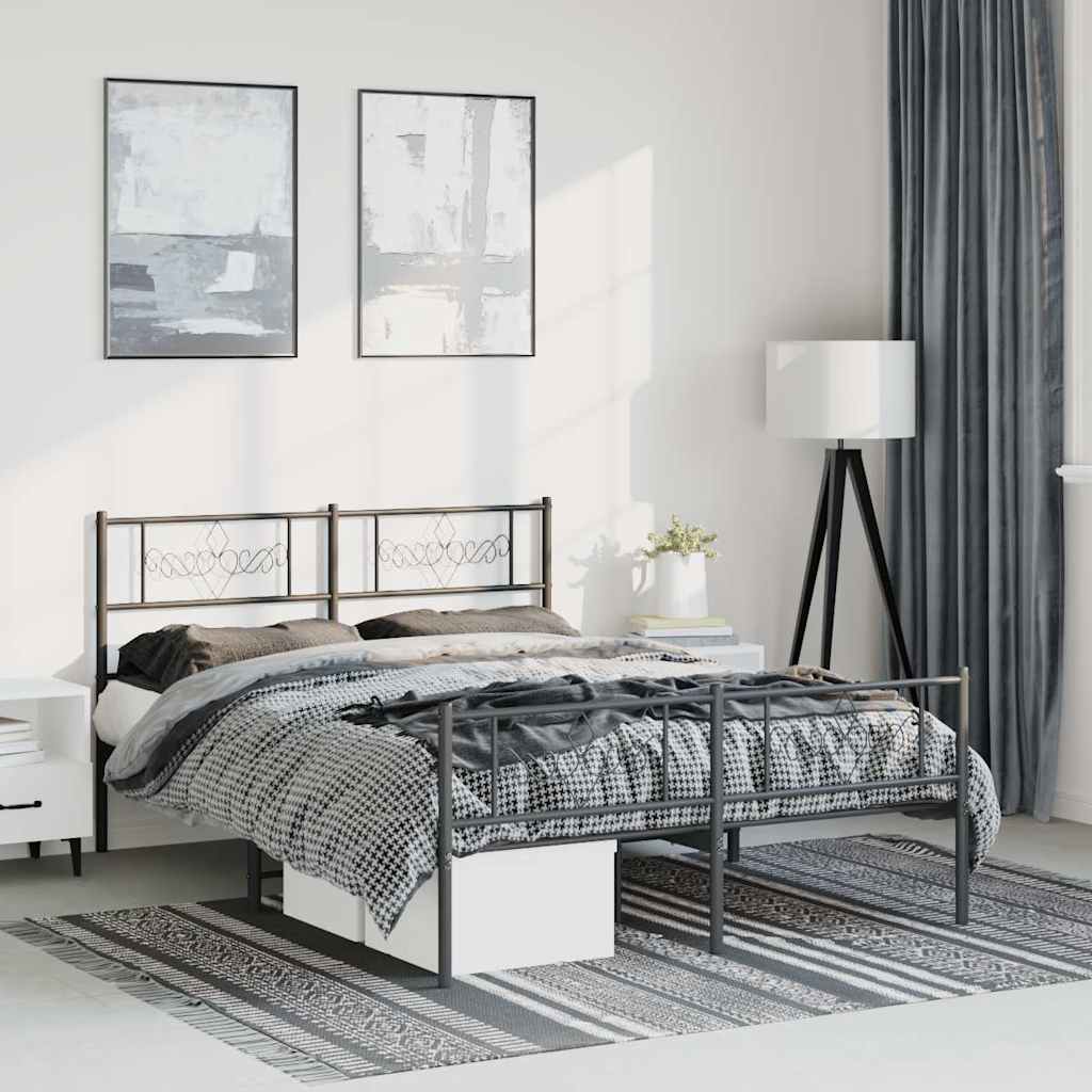 Giroletto con Testiera e Pediera Metallo Nero 135x190 cm