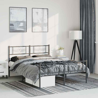 Giroletto con Testiera e Pediera Metallo Nero 135x190 cm