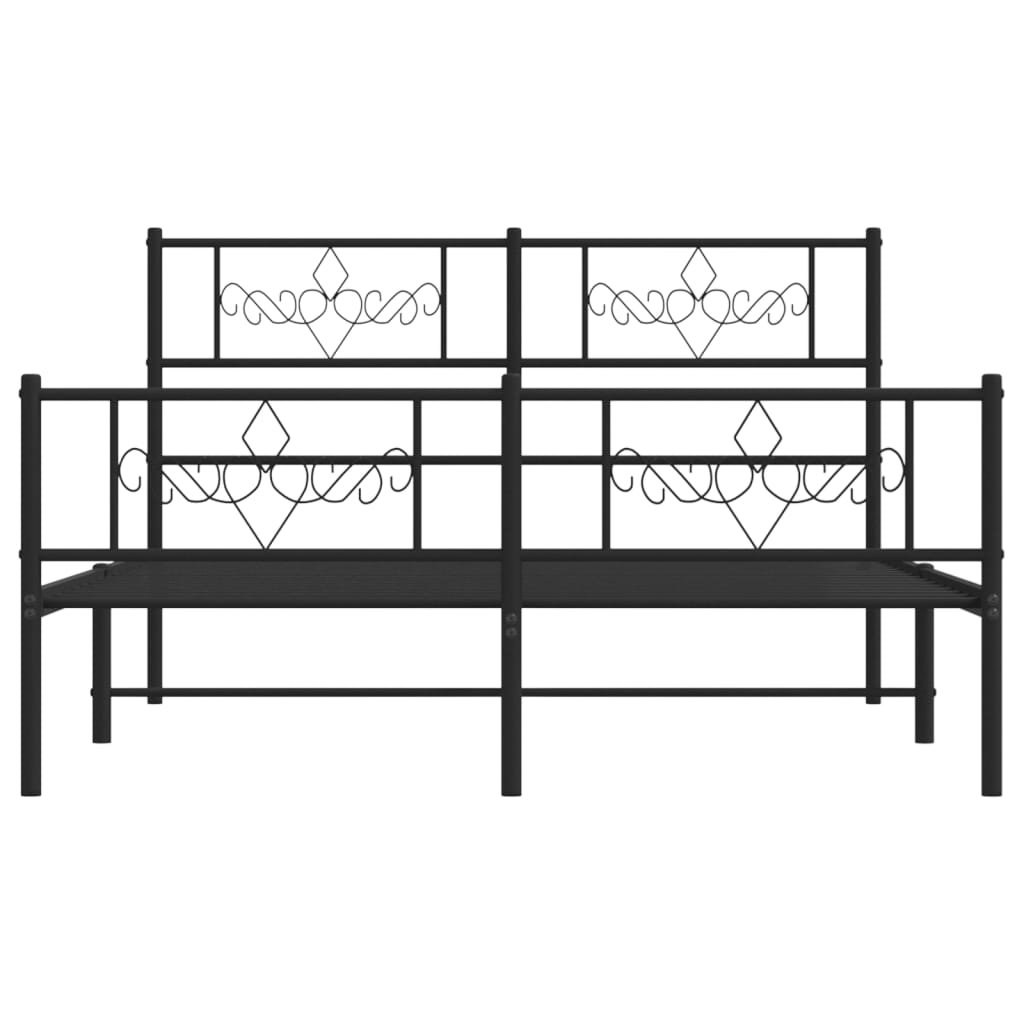 Giroletto con Testiera e Pediera Metallo Nero 140x190 cm | homemem39