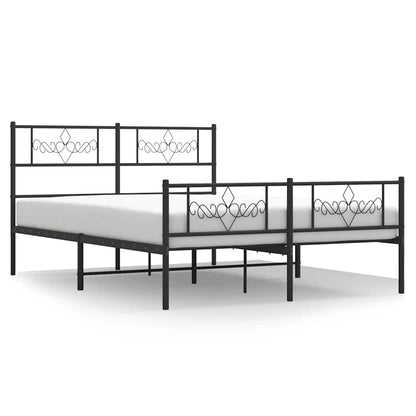 Giroletto con Testiera e Pediera Metallo Nero 150x200 cm | homemem39