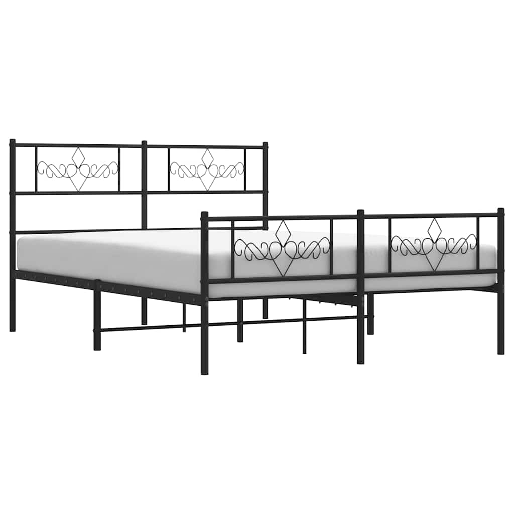 Giroletto con Testiera e Pediera Metallo Nero 150x200 cm | homemem39