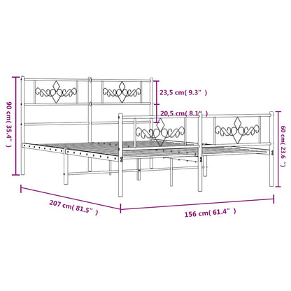 Giroletto con Testiera e Pediera Metallo Nero 150x200 cm | homemem39