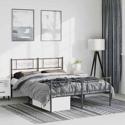Giroletto con Testiera e Pediera Metallo Nero 150x200 cm | homemem39
