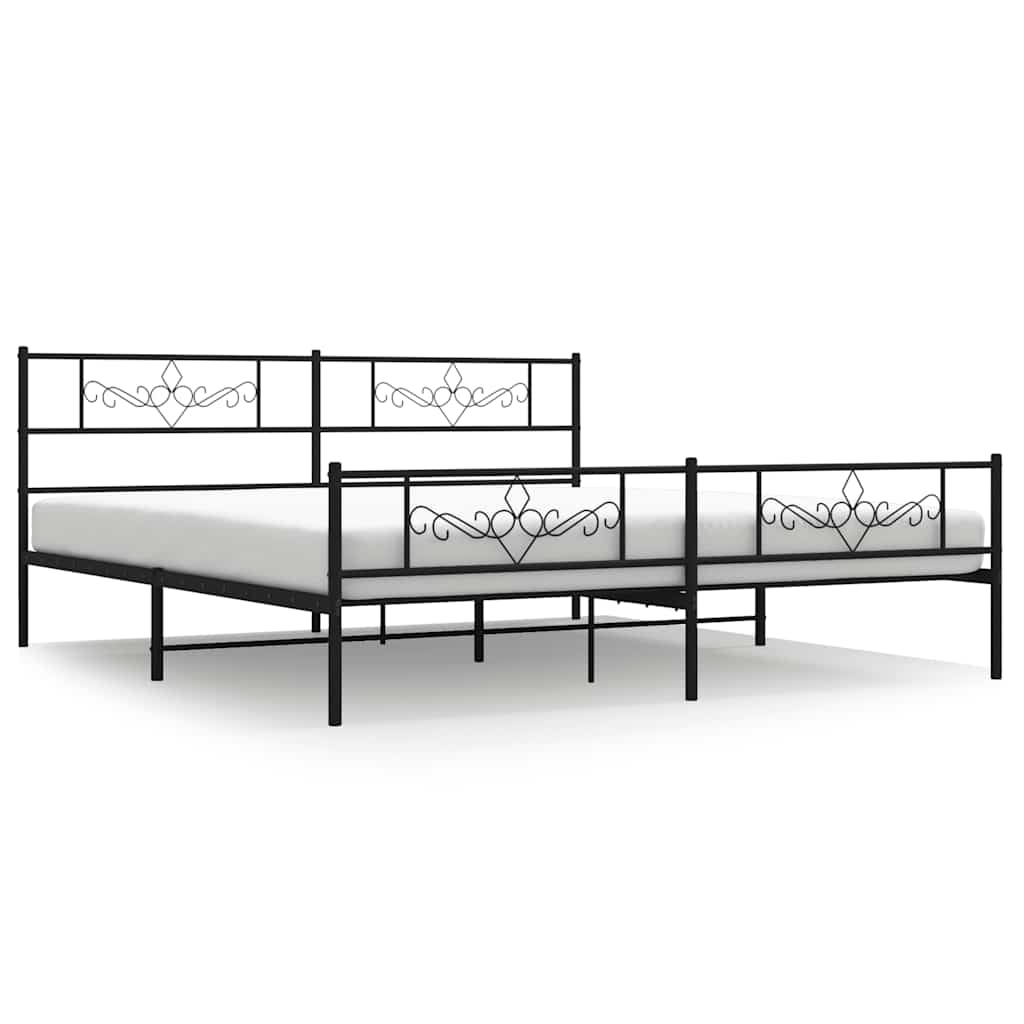 Giroletto con Testiera e Pediera Metallo Nero 183x213 cm | homemem39