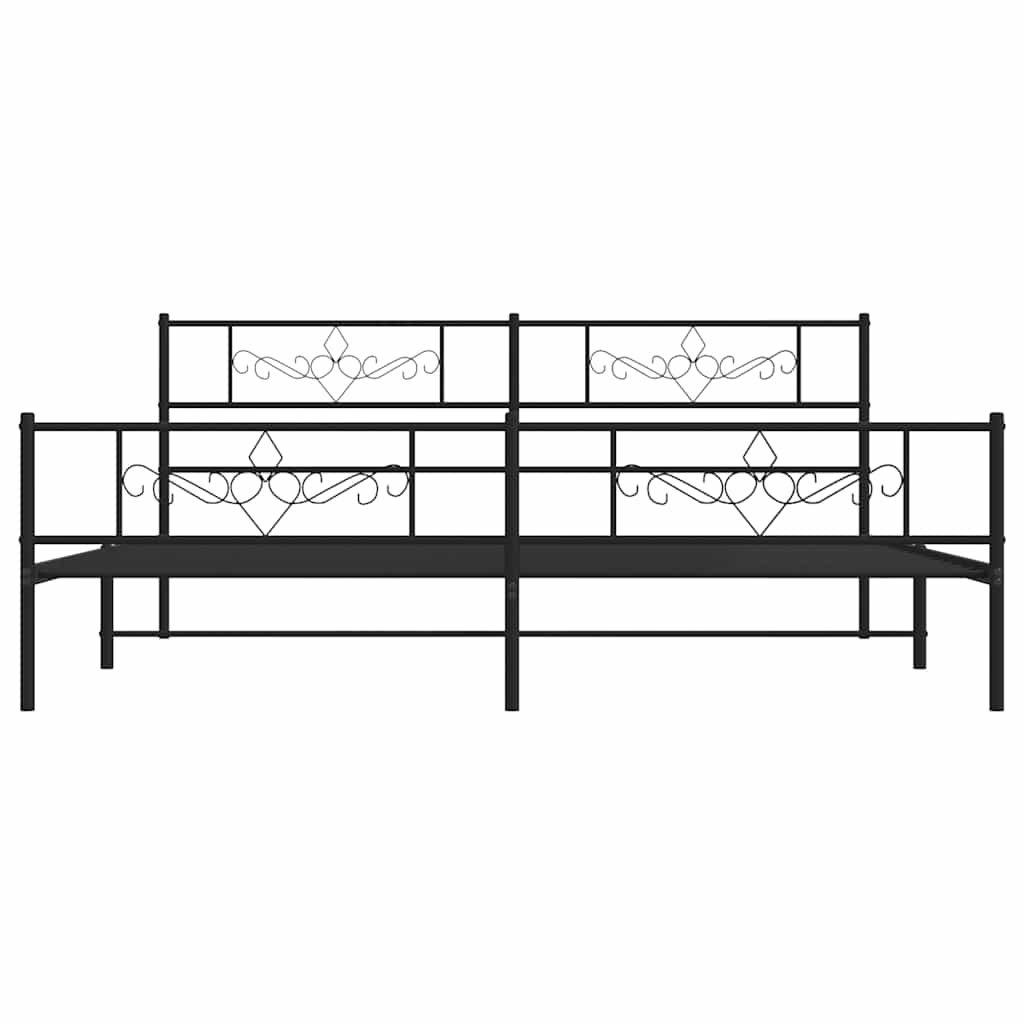 Giroletto con Testiera e Pediera Metallo Nero 183x213 cm | homemem39