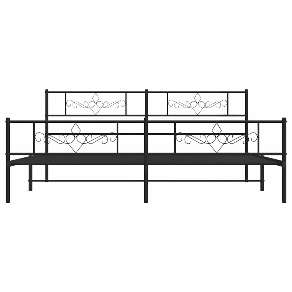 Giroletto con Testiera e Pediera Metallo Nero 183x213 cm
