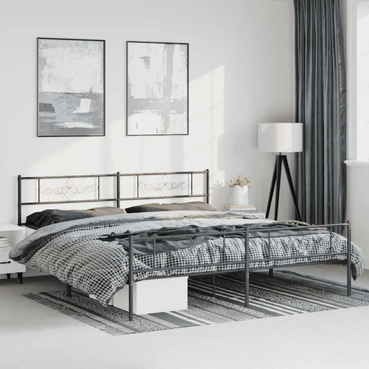 Giroletto con Testiera e Pediera Metallo Nero 183x213 cm | homemem39