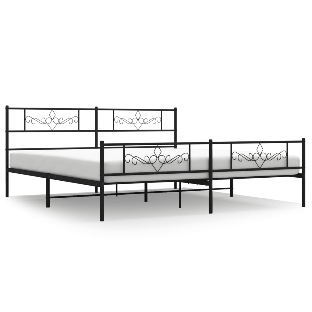 Giroletto con Testiera e Pediera Metallo Nero 200x200 cm