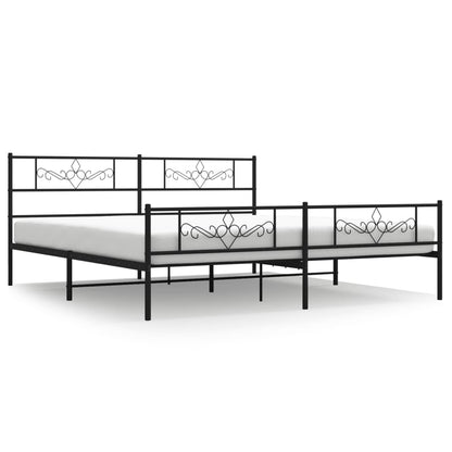 Giroletto con Testiera e Pediera Metallo Nero 200x200 cm