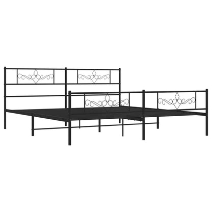 Giroletto con Testiera e Pediera Metallo Nero 200x200 cm